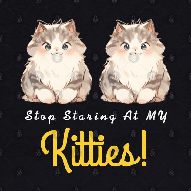 Stop Staring At My Kitties Halloween For Kids Women Men Crew by AE Desings Digital